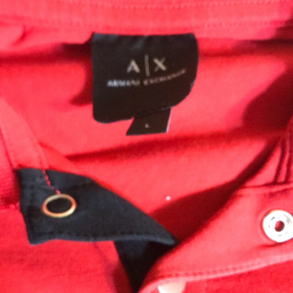 Red armani exchange “polo” style button up